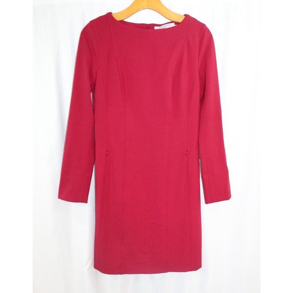 MM Lafleur Red Long Sleeve Sheath Dress with Pockets 2 - Picture 1 of 6